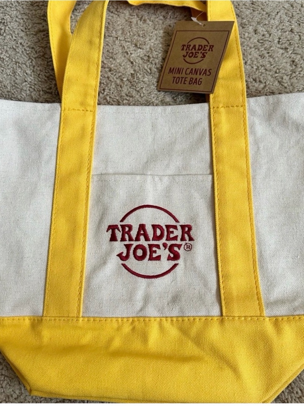 Trader Joe's Yellow & Natural Canvas Tote Bag